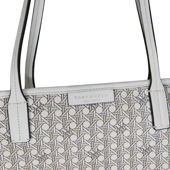 TORY BURCH Ever Ready Zip Tote Ivory Basketweave pattern - Picture 3 of 6
